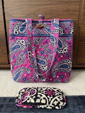Vintage Vera Bradley Boysenberry Toggle Tote + Double Glasses Case Set 💖